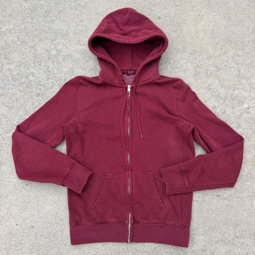Y2K John Galt Brandy Melville Womens Full Zip Hoodie Burgundy Maroon Size Small